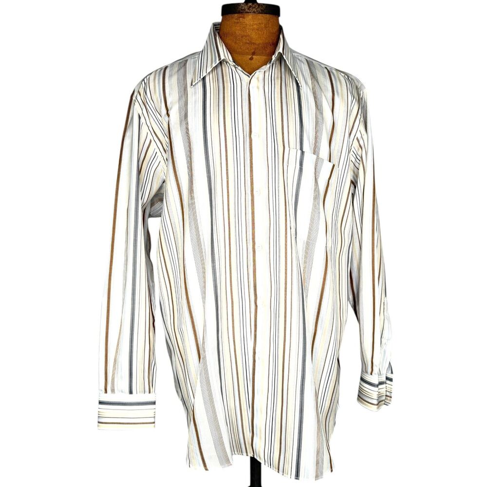 Brioni For Neiman Marcus Shirt Mens Striped Large Made In Italy New With Tag